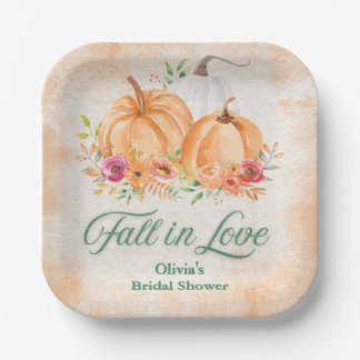 Autumn Pumpkin Fall in Love Bridal Shower Paper Plate