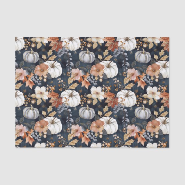 Autumn Pumpkin Fall Leaves Rustic Decoupage Tissue Paper (Front)