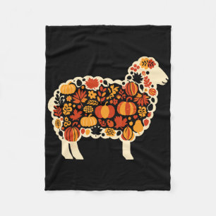 Autumn Pumpkin Fall Sheep Thanksgiving Womens Mens Fleece Blanket