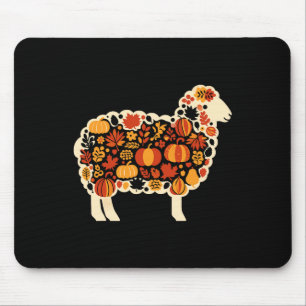 Autumn Pumpkin Fall Sheep Thanksgiving Womens Mens Mouse Mat