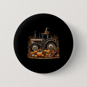 Autumn Pumpkin Fall Tractor Thanksgiving Womens Me 6 Cm Round Badge