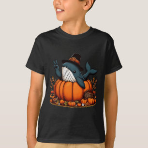 Autumn Pumpkin Fall Whale Thanksgiving Womens Mens T-Shirt