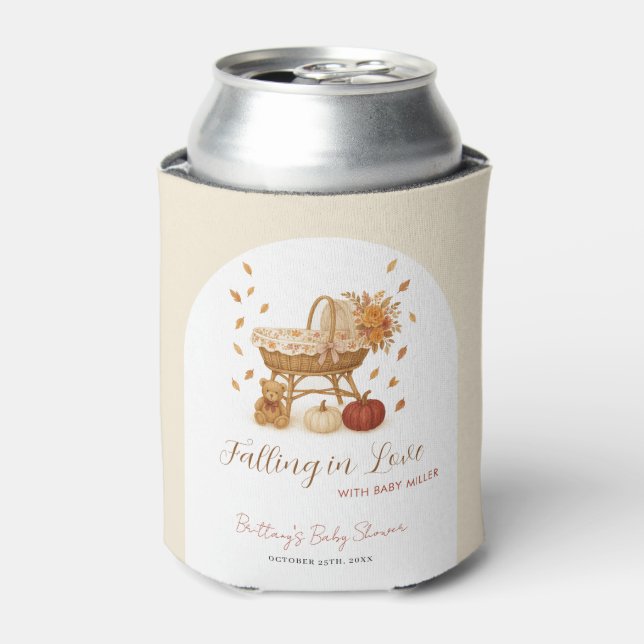 Autumn Pumpkin Falling in Love Baby Shower  Can Cooler (Can Front)