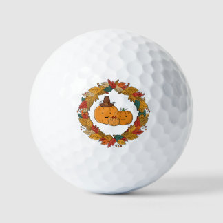 Autumn Pumpkin Family Wreath Golf Balls