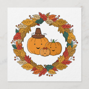 Autumn Pumpkin Family Wreath Invitation