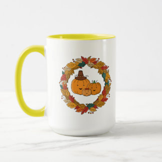 Autumn Pumpkin Family Wreath Mug
