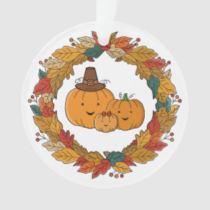 Autumn Pumpkin Family Wreath Ornament