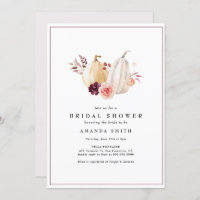 Autumn Pumpkin Floral Blush Pink Bridal Shower