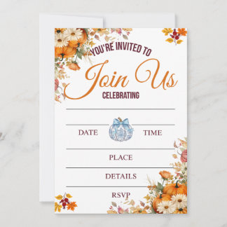 Autumn Pumpkin Floral Invitation
