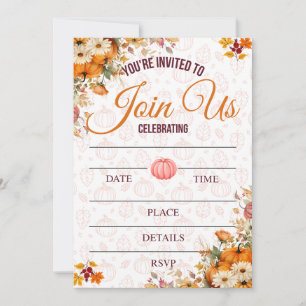 Autumn Pumpkin Floral Invitation