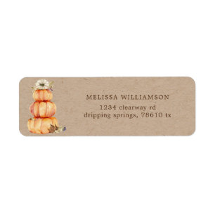 autumn pumpkin floral return address label