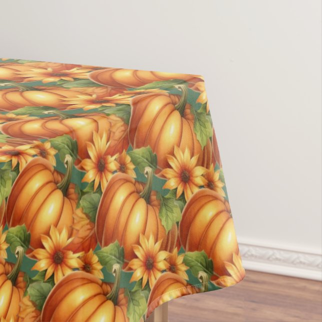 Autumn Pumpkin Floral Thanksgiving Tablecloth (In Situ)