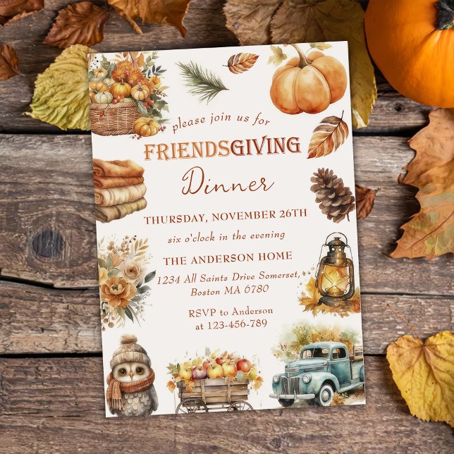 Autumn Pumpkin Friendsgiving Dinner Invitation (Creator Uploaded)