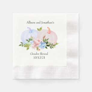 Autumn Pumpkin Gender Reveal pink blue Napkin