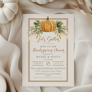 Autumn Pumpkin Give Thanks Thanksgiving Dinner  Invitation