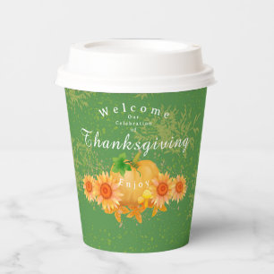 Autumn Pumpkin Green Paper Cups