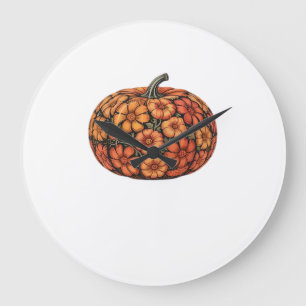 Autumn Pumpkin Halloween Classic T-Shirt.png Large Clock