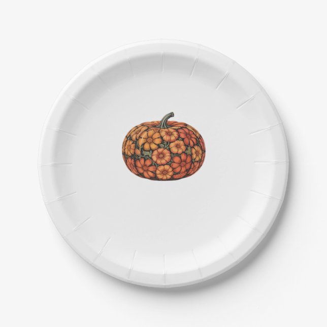 Autumn Pumpkin Halloween Classic T-Shirt.png Paper Plate (Front)