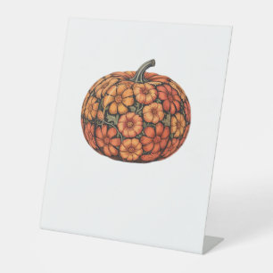 Autumn Pumpkin Halloween Classic T-Shirt.png Pedestal Sign