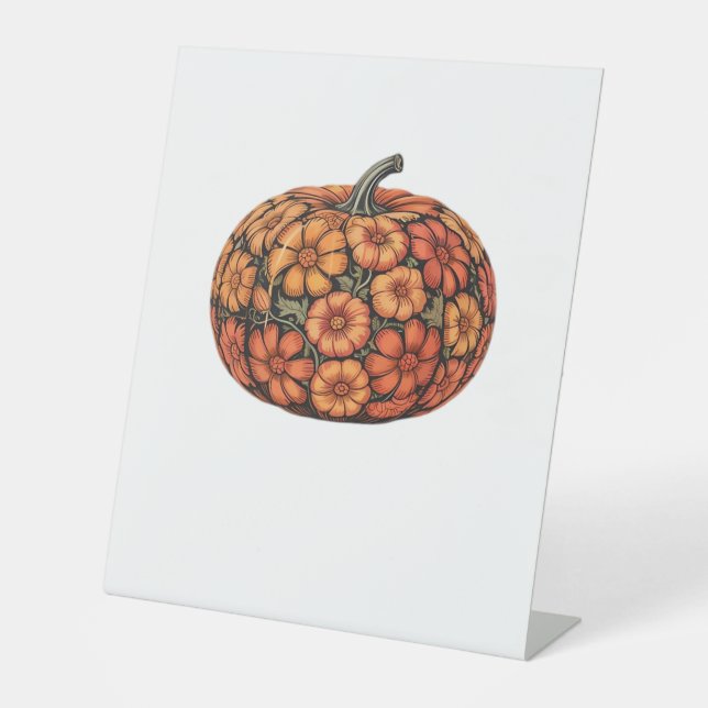 Autumn Pumpkin Halloween Classic T-Shirt.png Pedestal Sign (Front)