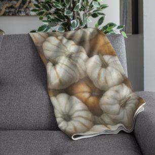Autumn Pumpkin Harvest Pattern Rustic Fall Fleece Blanket