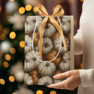 Autumn Pumpkin Harvest Pattern | Rustic Fall Medium Gift Bag