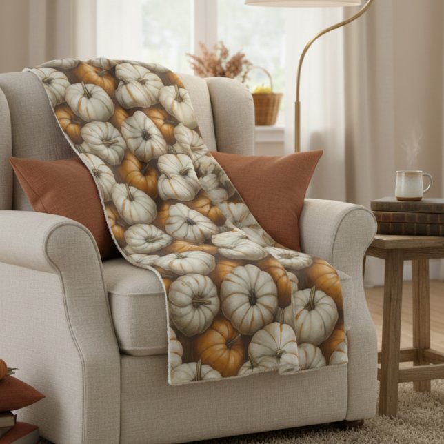Autumn Pumpkin Harvest Pattern | Rustic Fall  Sherpa Blanket (Creator Uploaded)