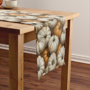 Autumn Pumpkin Harvest Pattern   Rustic Fall  Short Table Runner