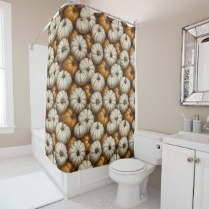 Autumn Pumpkin Harvest Pattern Rustic Fall Shower Curtain