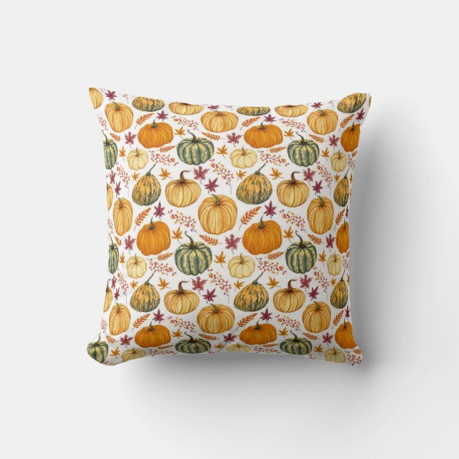 Autumn Pumpkin Harvest Rustic Farmhouse Home Decor Cushion (Front)