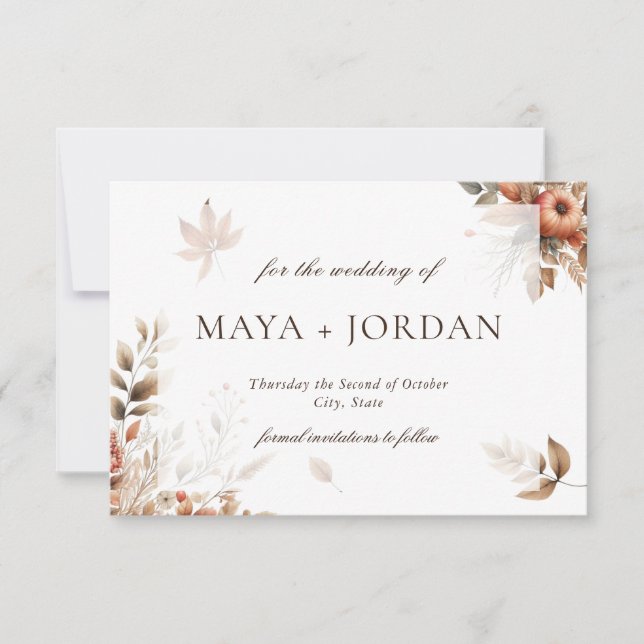 Autumn Pumpkin Harvest Wedding Announcement (Front)