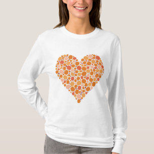 Autumn Pumpkin Heart Fall Leaves Colours October T-Shirt