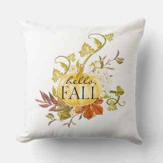 Autumn Pumpkin Hello Fall Throw Pillow