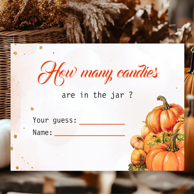 Autumn Pumpkin How Many Candies Baby Shower Game Enclosure Card (Creator Uploaded)