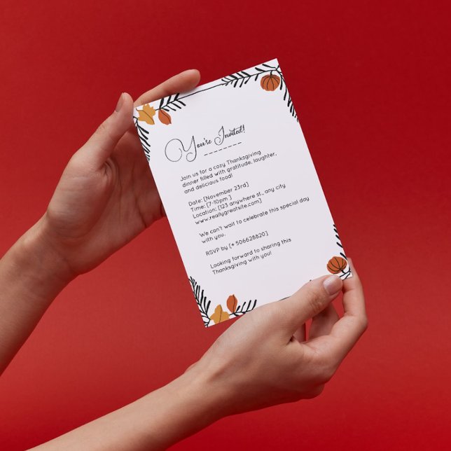 Autumn Pumpkin Leaves Frame Thanksgiving Invitation (Autumn Pumpkin Leaves Frame Thanksgiving Invitation)