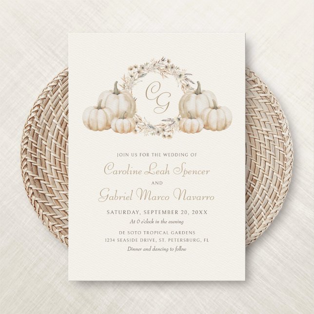 Autumn Pumpkin Minimalist Wedding Invitation (Creator Uploaded)