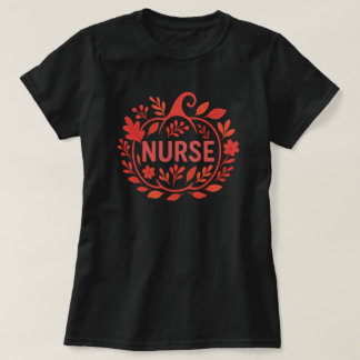Autumn Pumpkin Nurse Design T-Shirt