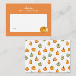 Autumn Pumpkin Orange Baby Shower Parenting Advice Card