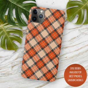 Autumn Pumpkin Orange Brown Tartan Pattern