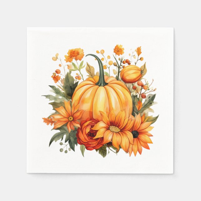 Autumn Pumpkin Paper Napkins  (Front)
