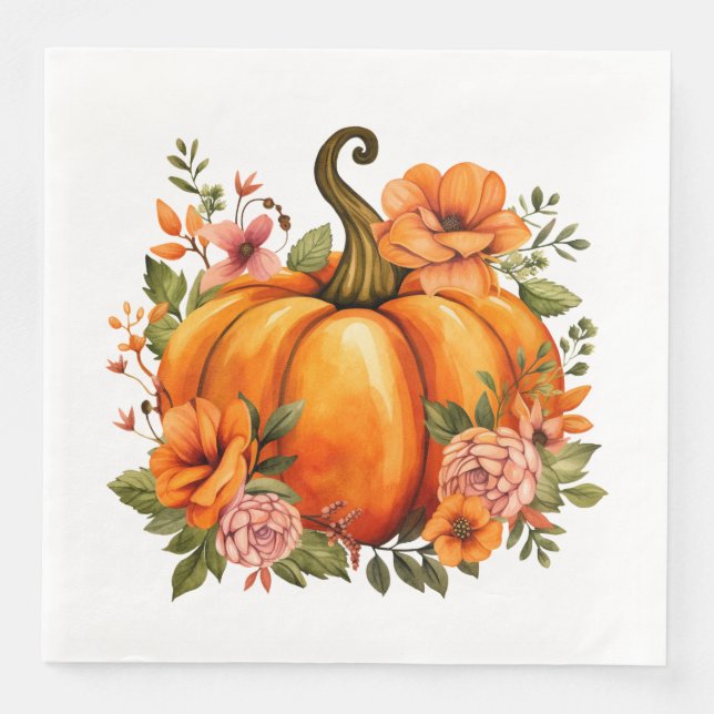 Autumn Pumpkin Paper Napkins  (Front)