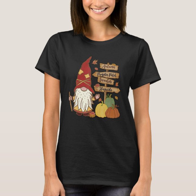Autumn Pumpkin Patch Gnome Fall Family Pajama Than T-Shirt (Front)