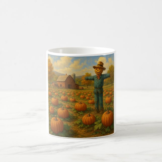 autumn pumpkin patch & scarewcrow coffee mug (Center)