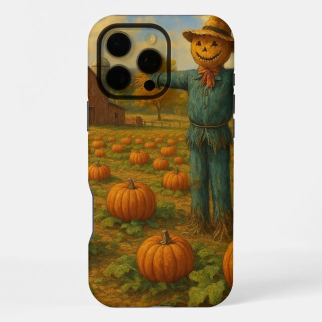 autumn pumpkin patch & scarewcrow iPhone case (Back)