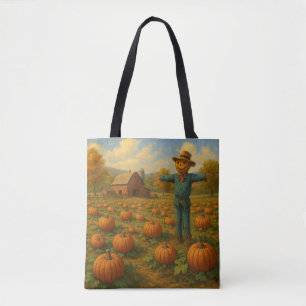 autumn pumpkin patch & scarewcrow tote bag