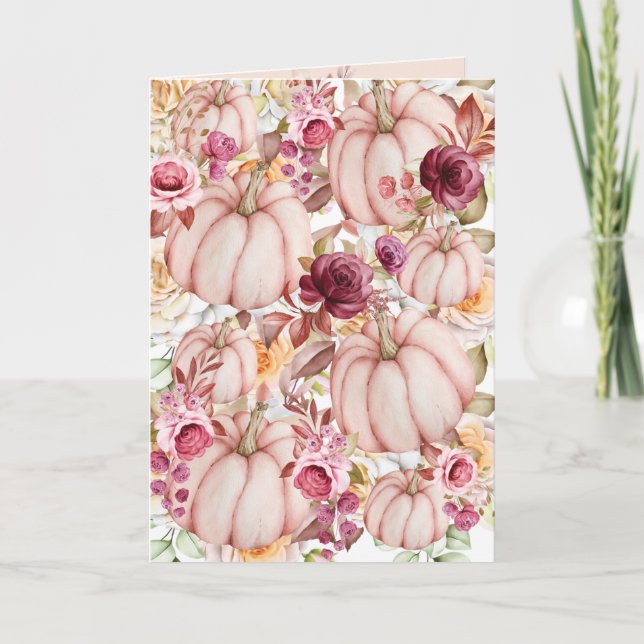 Autumn Pumpkin Pink Burgundy Wedding Program Programme (Front)