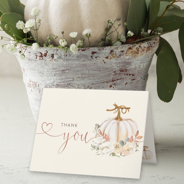 Autumn Pumpkin Rustic Baby Shower Thank You Card (Little pumpkin is on the way autumn themed baby shower folded thank you is perfect for your guests.)