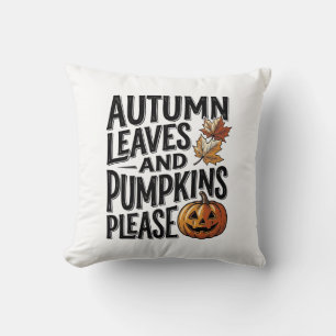 Autumn Pumpkin Shirt With Leaves And Halloween Vib Cushion
