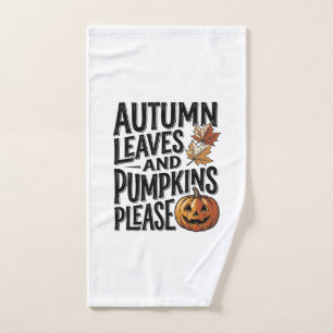 Autumn Pumpkin Shirt With Leaves And Halloween Vib Hand Towel