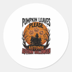 Autumn Pumpkin Shirt With Vintage Spooky Fall Leav Classic Round Sticker